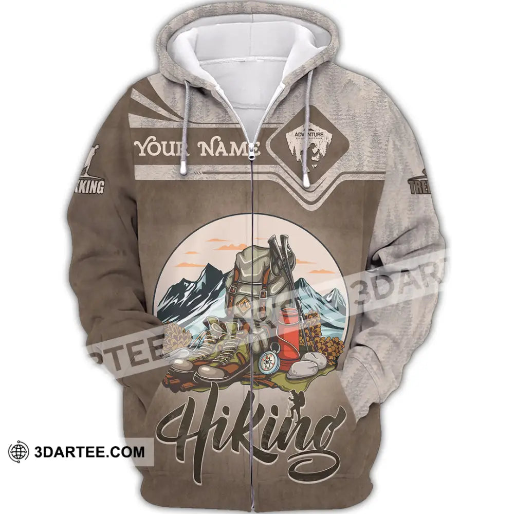 Unisex Shirt - Custom Text Shirt Hiking Zipper Hoodie / S T-shirt
