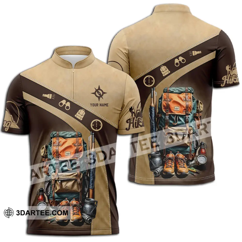 Unisex Shirt - Custom Text Shirt Hiking Shirt Zipper Polo Shirt / S T-shirt