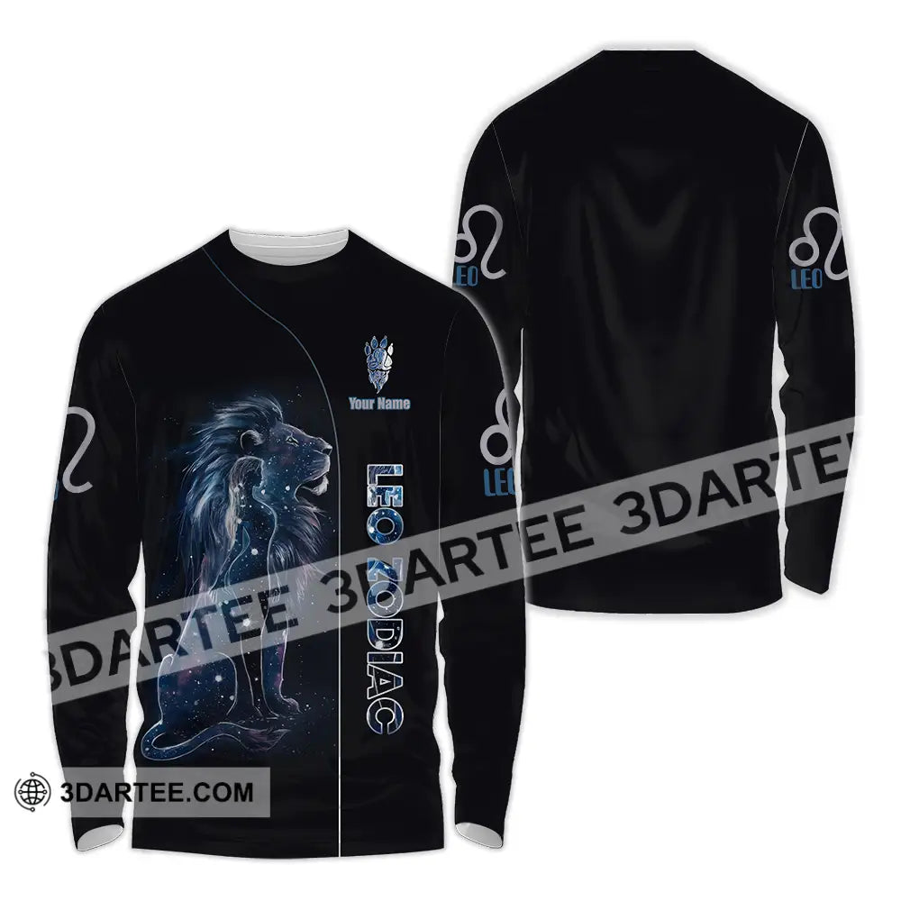 Unisex Shirt - Custom Text Leo Zodiac Long Sleeve / S T-Shirt