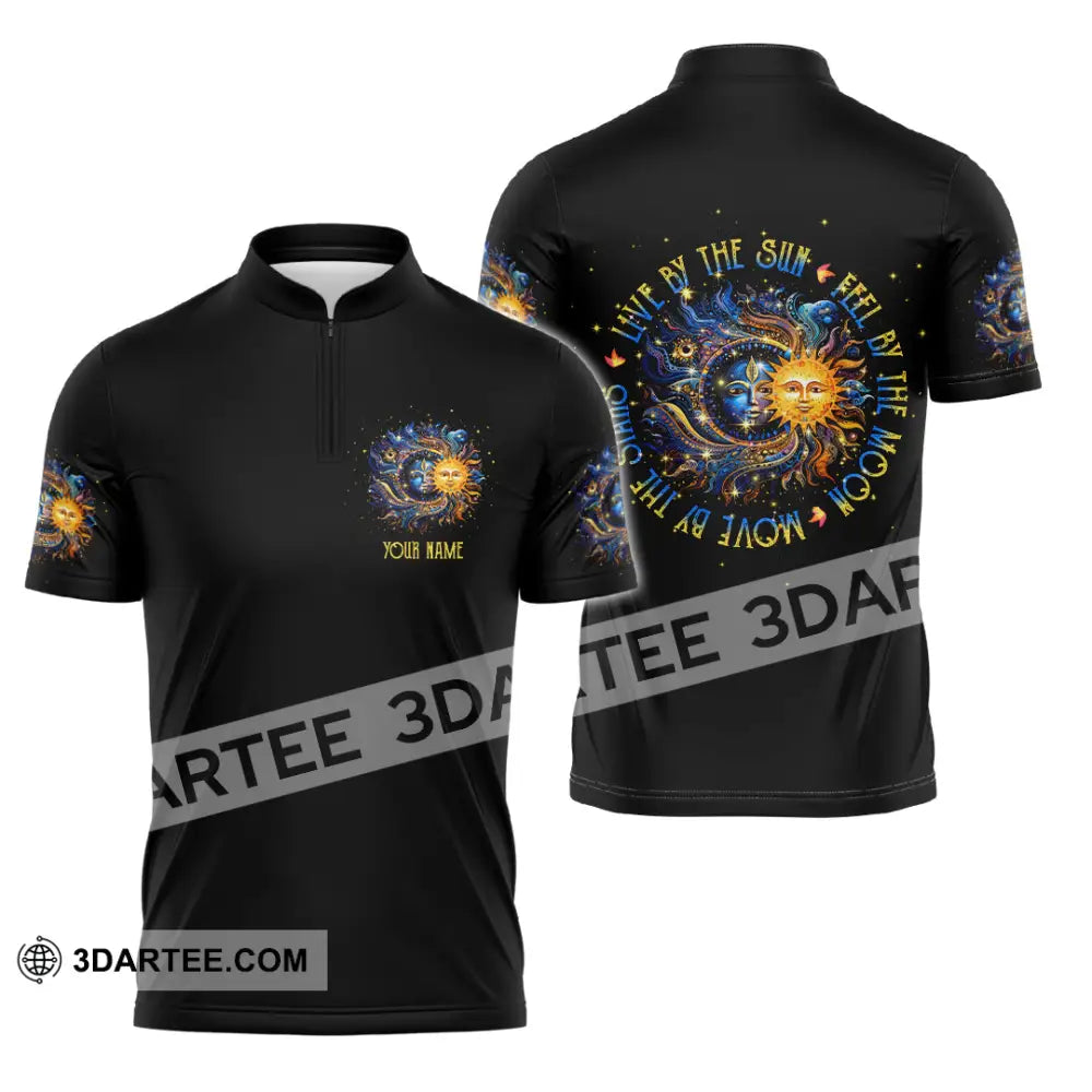 Unisex Shirt - Custom Text Shirt Live By The Sun Hippie Shirt Zipper Polo Shirt / S T-shirt