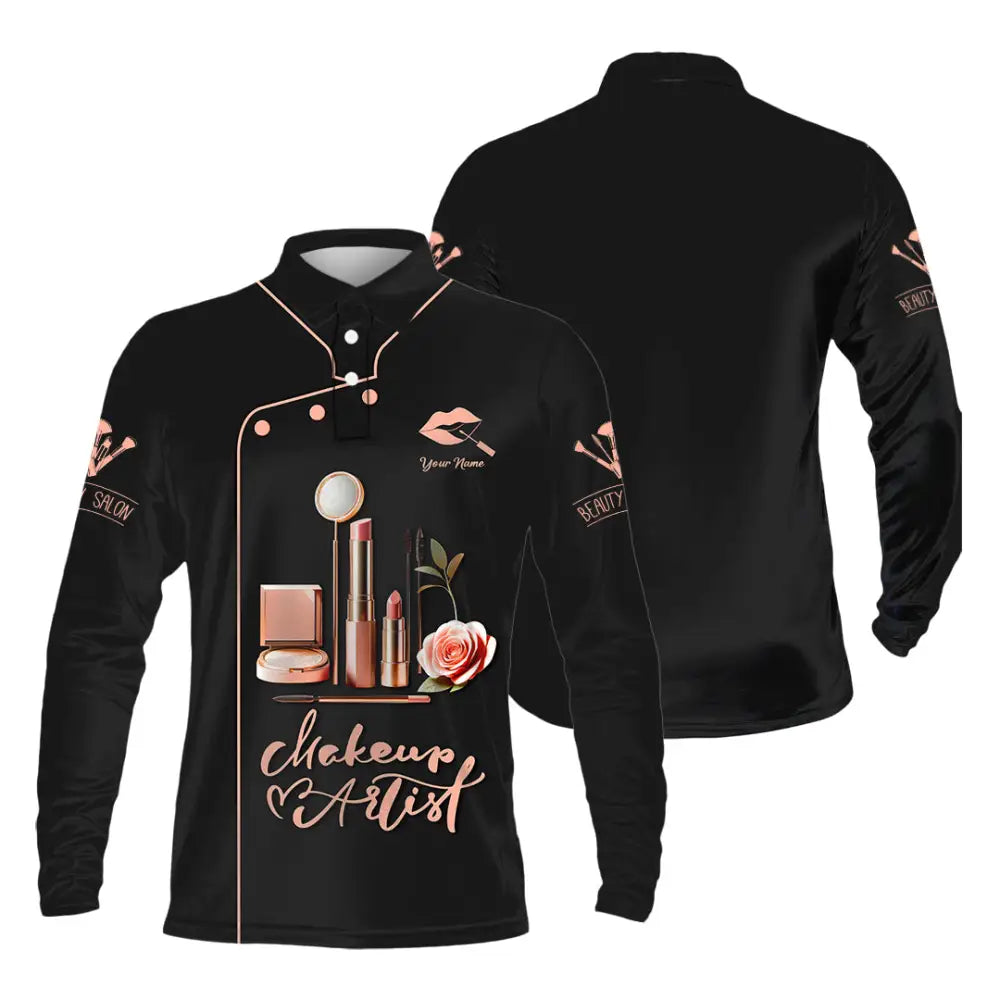 Unisex Shirt - Custom Text Shirt Makeup Artist Shirt Long Sleeve Polo / S T-shirt