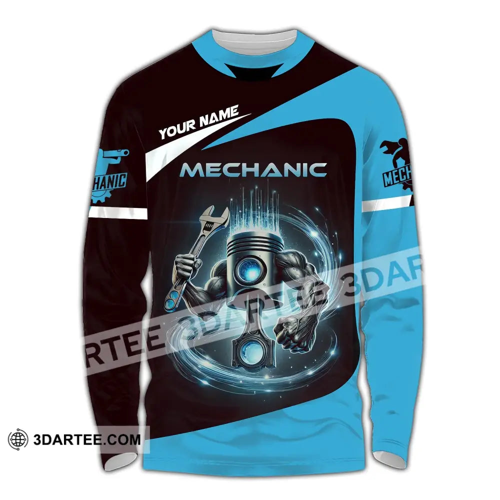 Unisex Shirt - Custom Text Mechanic Long Sleeve / S T-Shirt