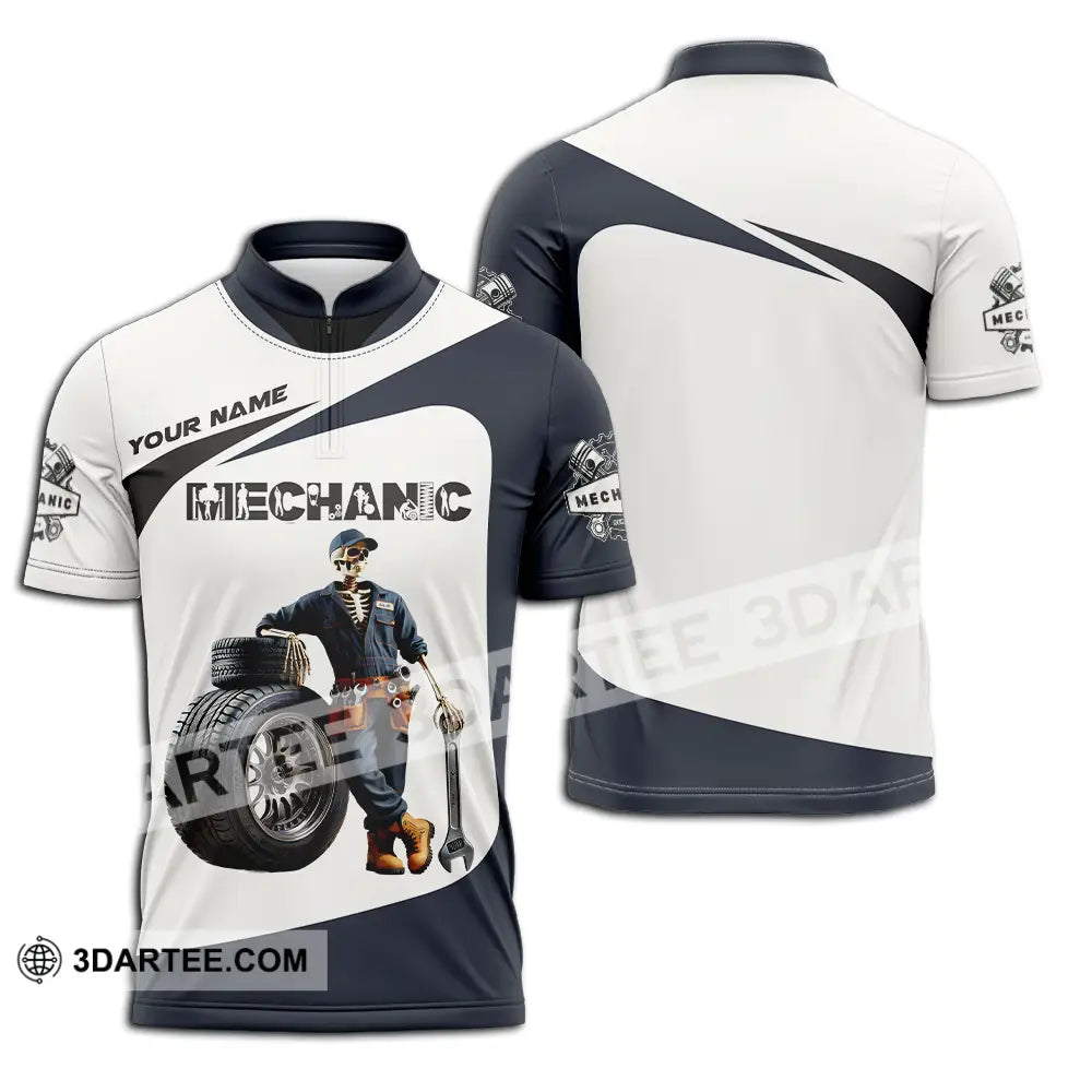 Unisex Shirt - Custom Text Mechanic Zipper Polo / S T-Shirt