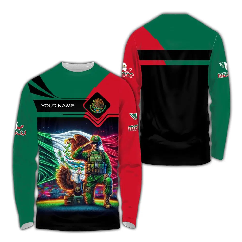 Unisex Shirt - Custom Text Shirt Mexico Long Sleeve Shirt / S T-shirt