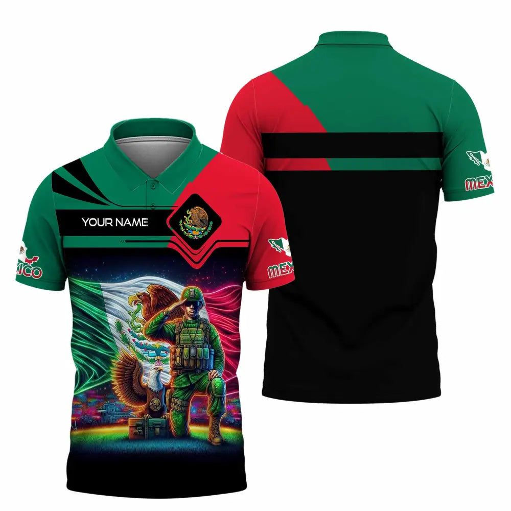 Unisex Shirt - Custom Text Shirt Mexico Polo Shirt / S T-shirt