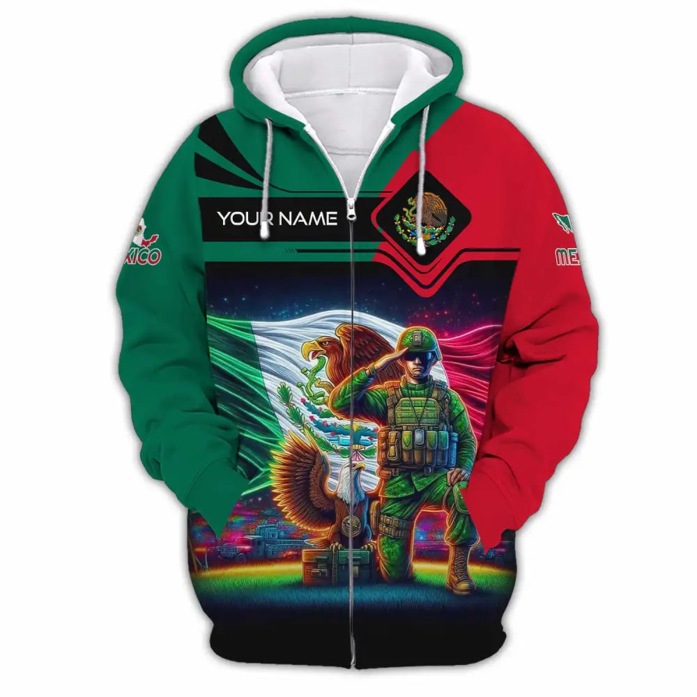 Unisex Shirt - Custom Text Shirt Mexico Zipper Hoodie / S T-shirt
