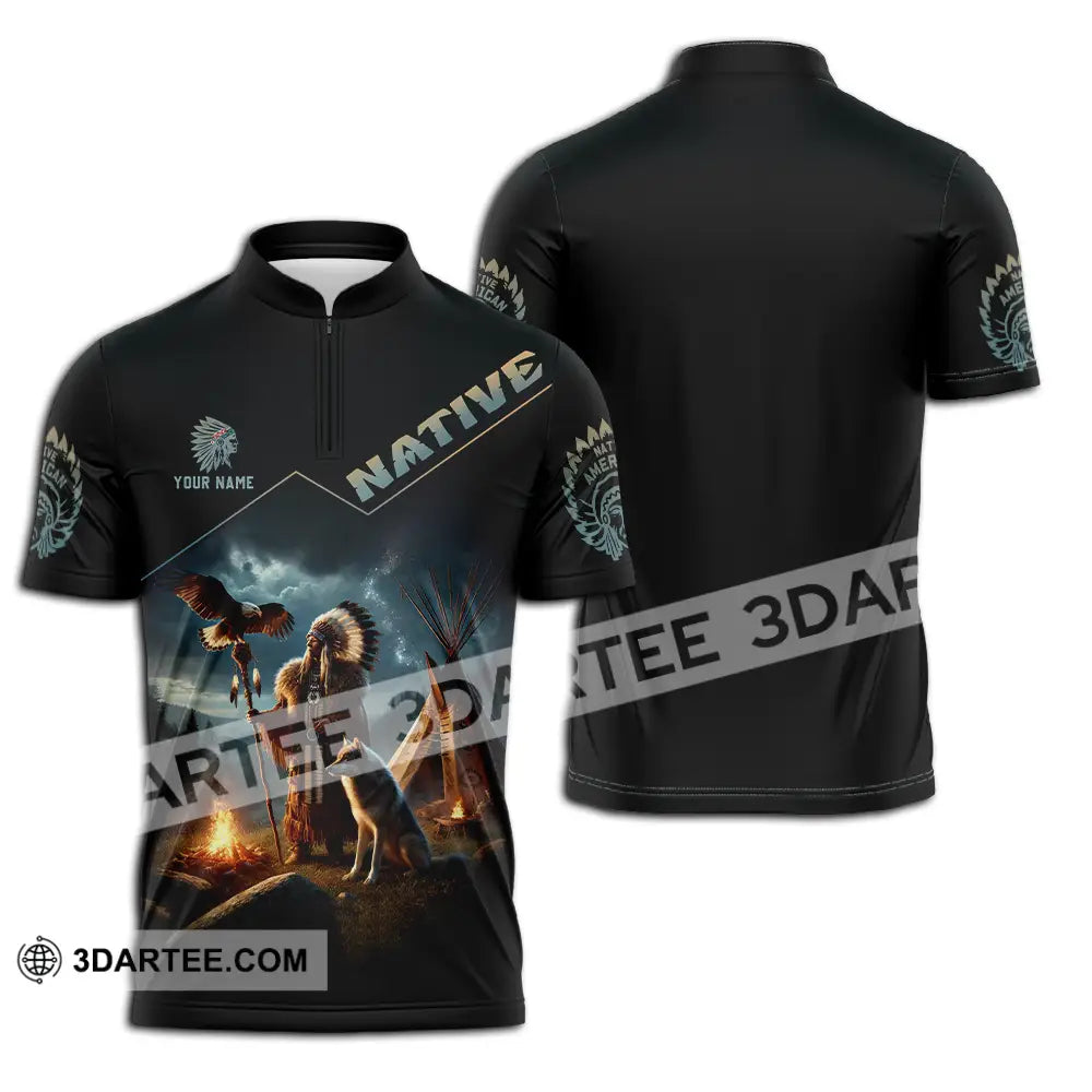 Unisex Shirt - Custom Text Native Zipper Polo / S T-Shirt