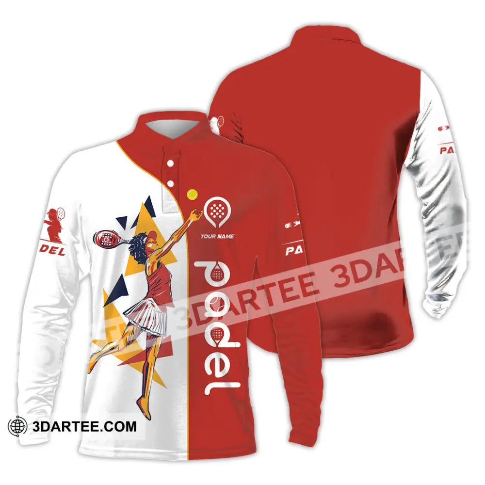 Unisex Shirt - Custom Text Shirt Padel Long Sleeve Polo / S T-shirt