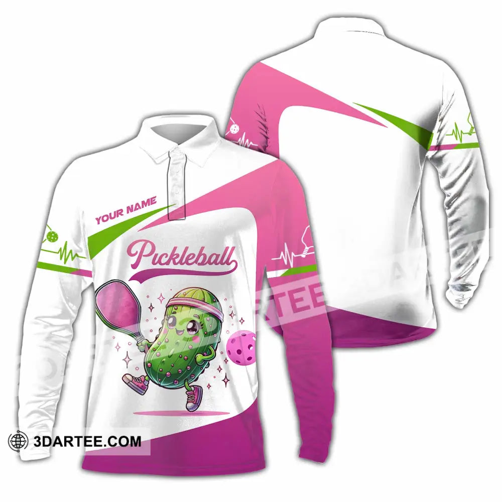 Unisex Shirt - Custom Text Shirt Pickleball Shirt Long Sleeve Polo / S T-shirt