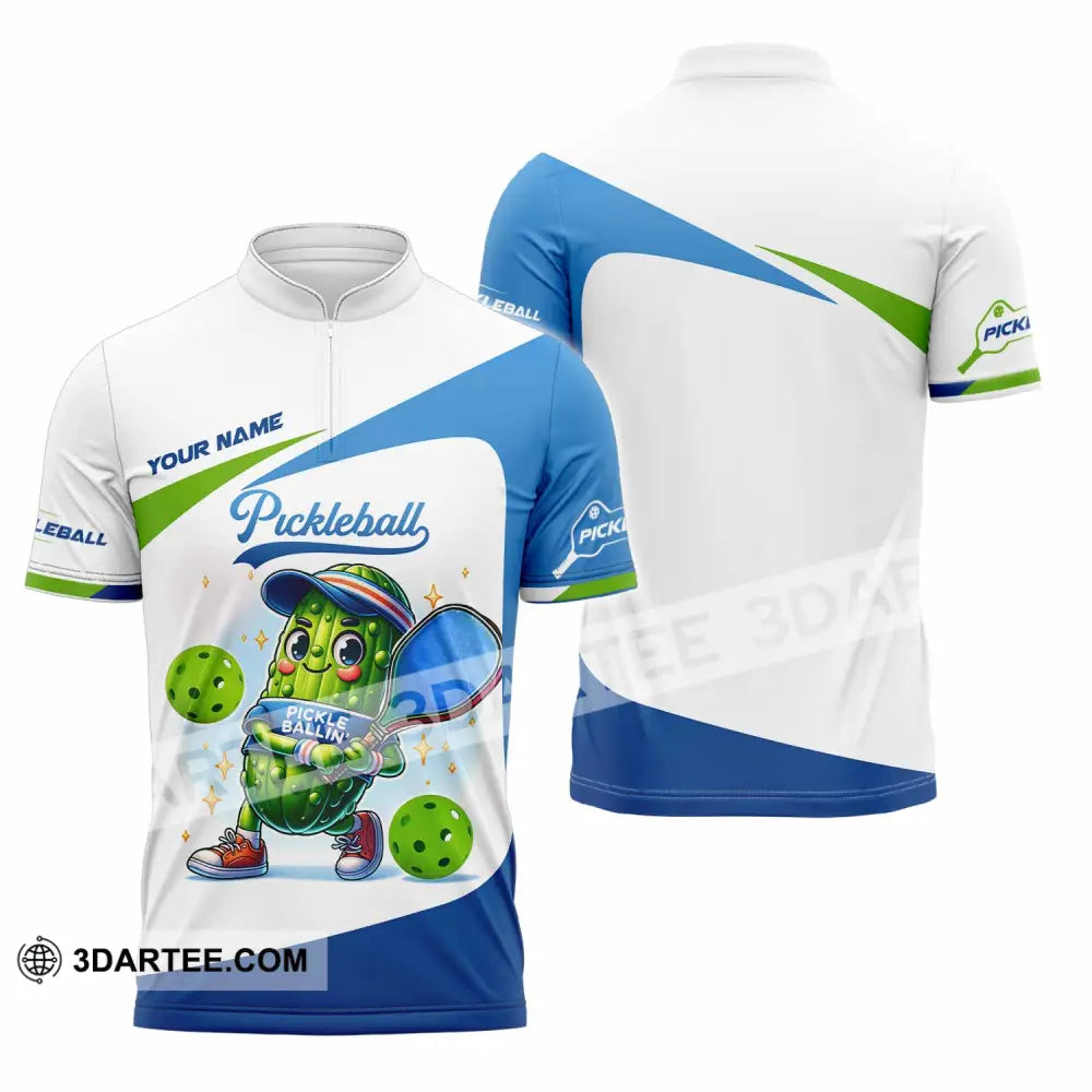 Unisex Shirt - Custom Text Shirt Pickleball Shirt Zipper Polo Shirt / S T-shirt