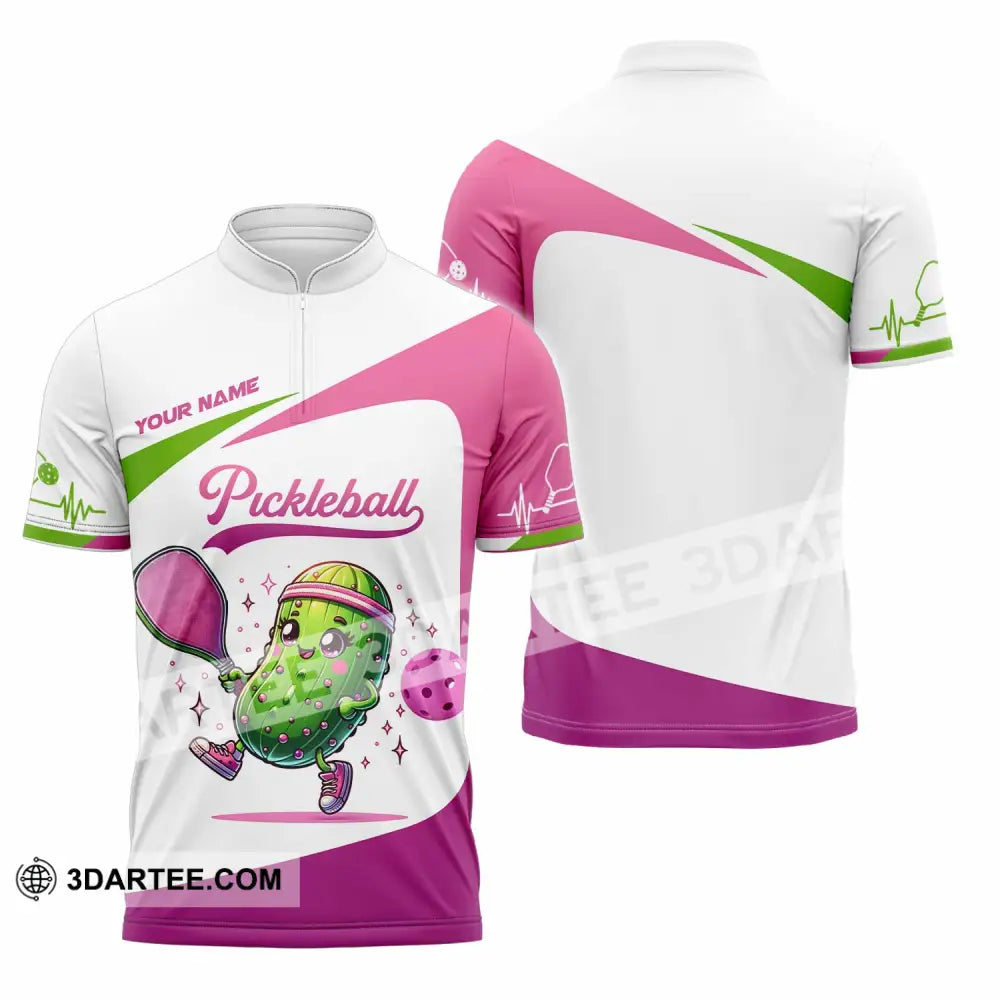 Unisex Shirt - Custom Text Shirt Pickleball Shirt Zipper Polo Shirt / S T-shirt