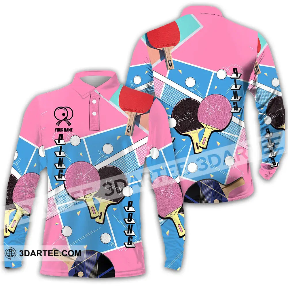 Unisex Shirt - Custom Text Shirt Ping Pong Shirt Long Sleeve Polo / S T-shirt