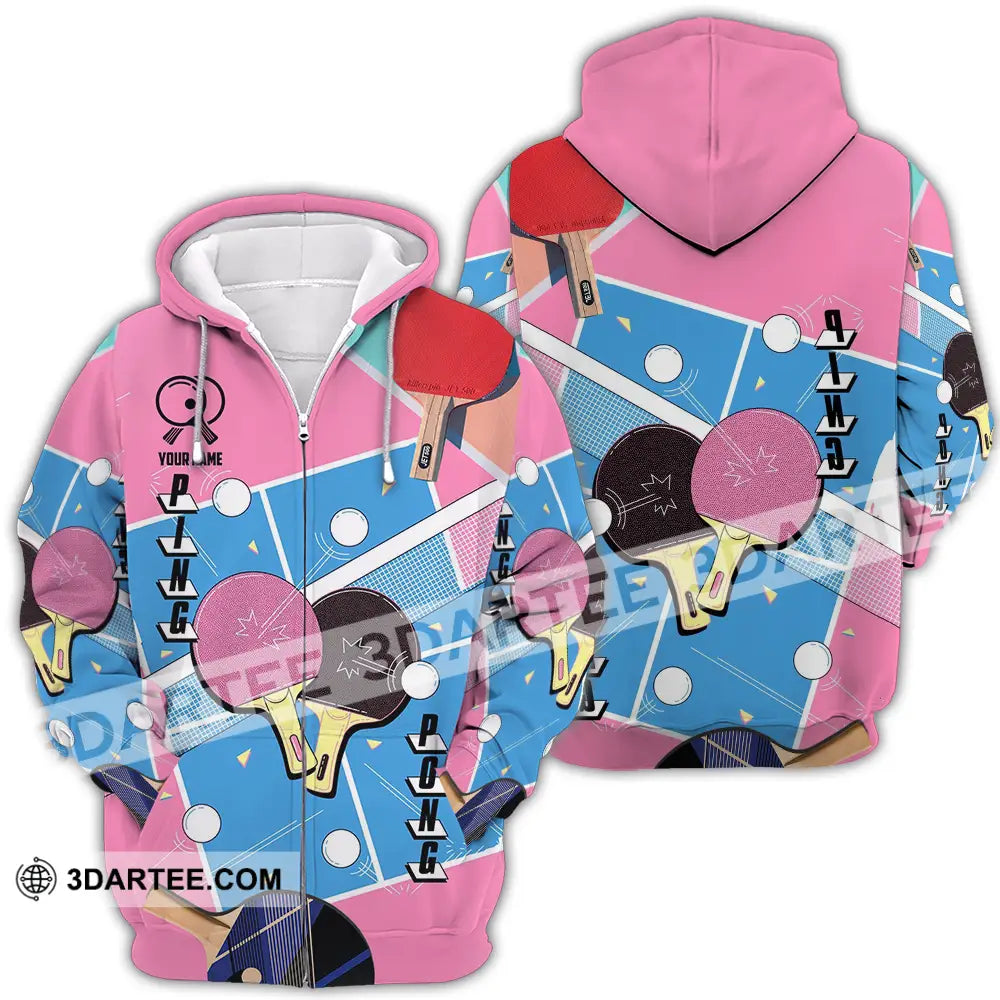 Unisex Shirt - Custom Text Shirt Ping Pong Shirt Zipper Hoodie / S T-shirt