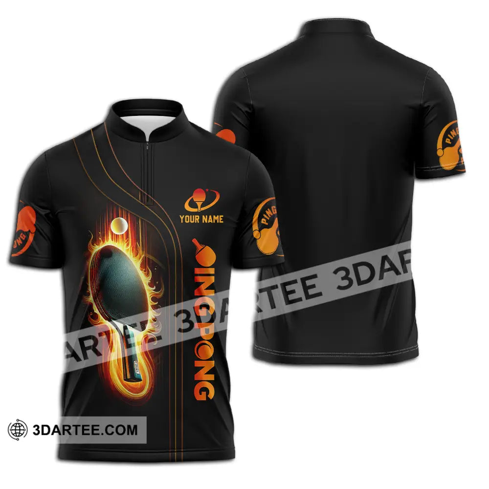 Unisex Shirt - Custom Text Shirt Ping Pong Shirt Zipper Polo Shirt / S T-shirt