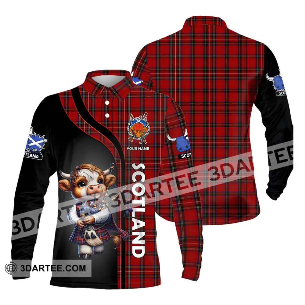 Unisex Shirt - Custom Text Shirt Scotland Highland Cow Shirt Long Sleeve Polo / S T-shirt