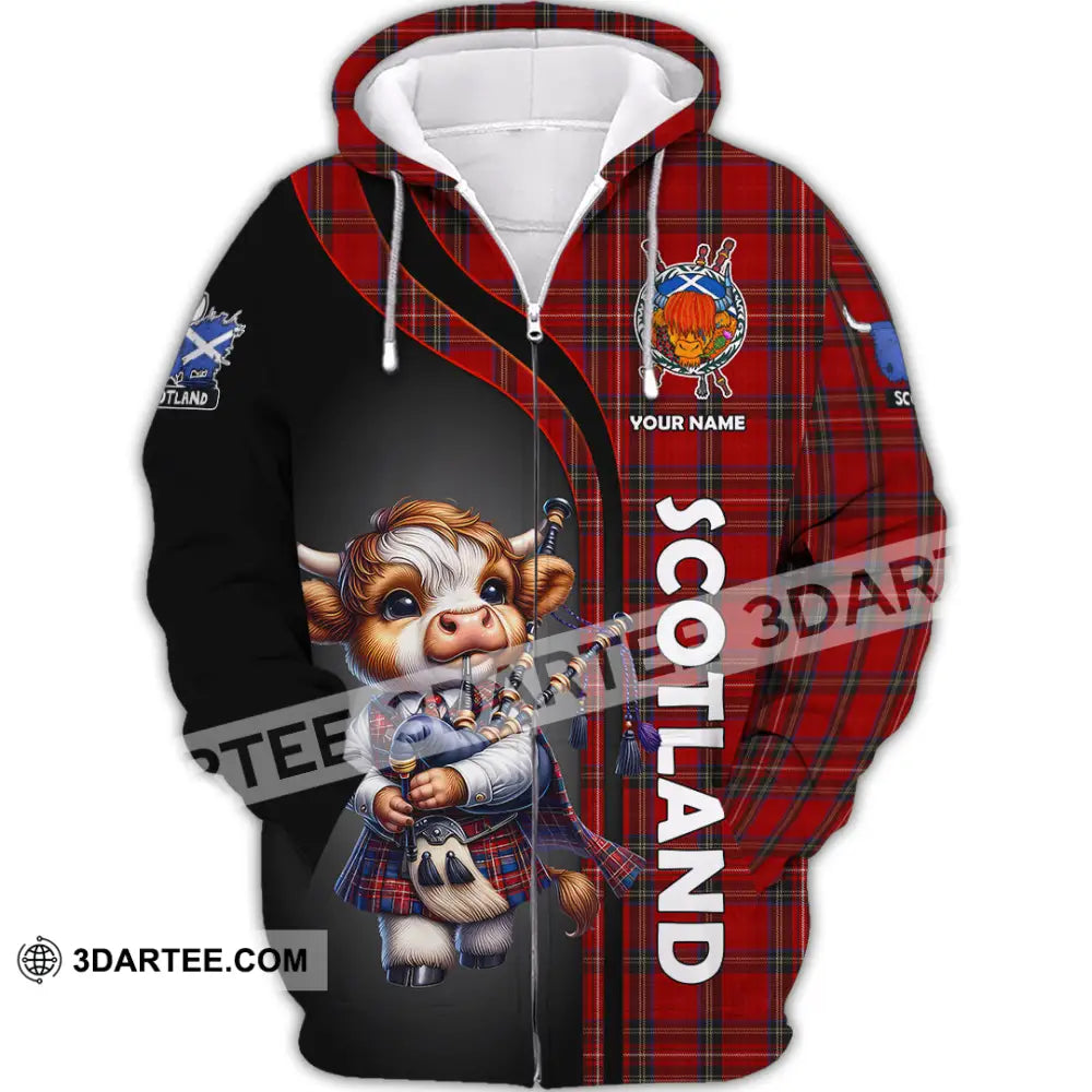 Unisex Shirt - Custom Text Shirt Scotland Highland Cow Shirt Zipper Hoodie / S T-shirt