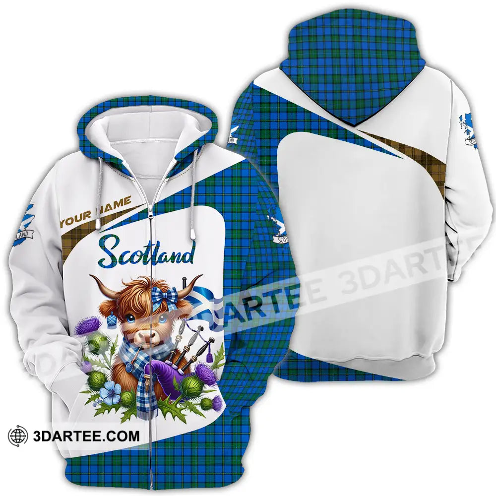 Unisex Shirt - Custom Text Shirt Scotland Highland Cow Shirt Zipper Hoodie / S T-shirt