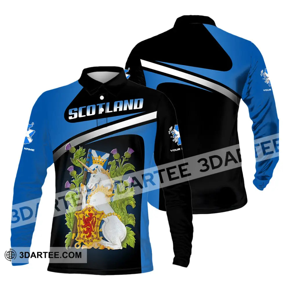 Unisex Shirt - Custom Text Shirt Scotland Shirt Long Sleeve Polo / S T-shirt