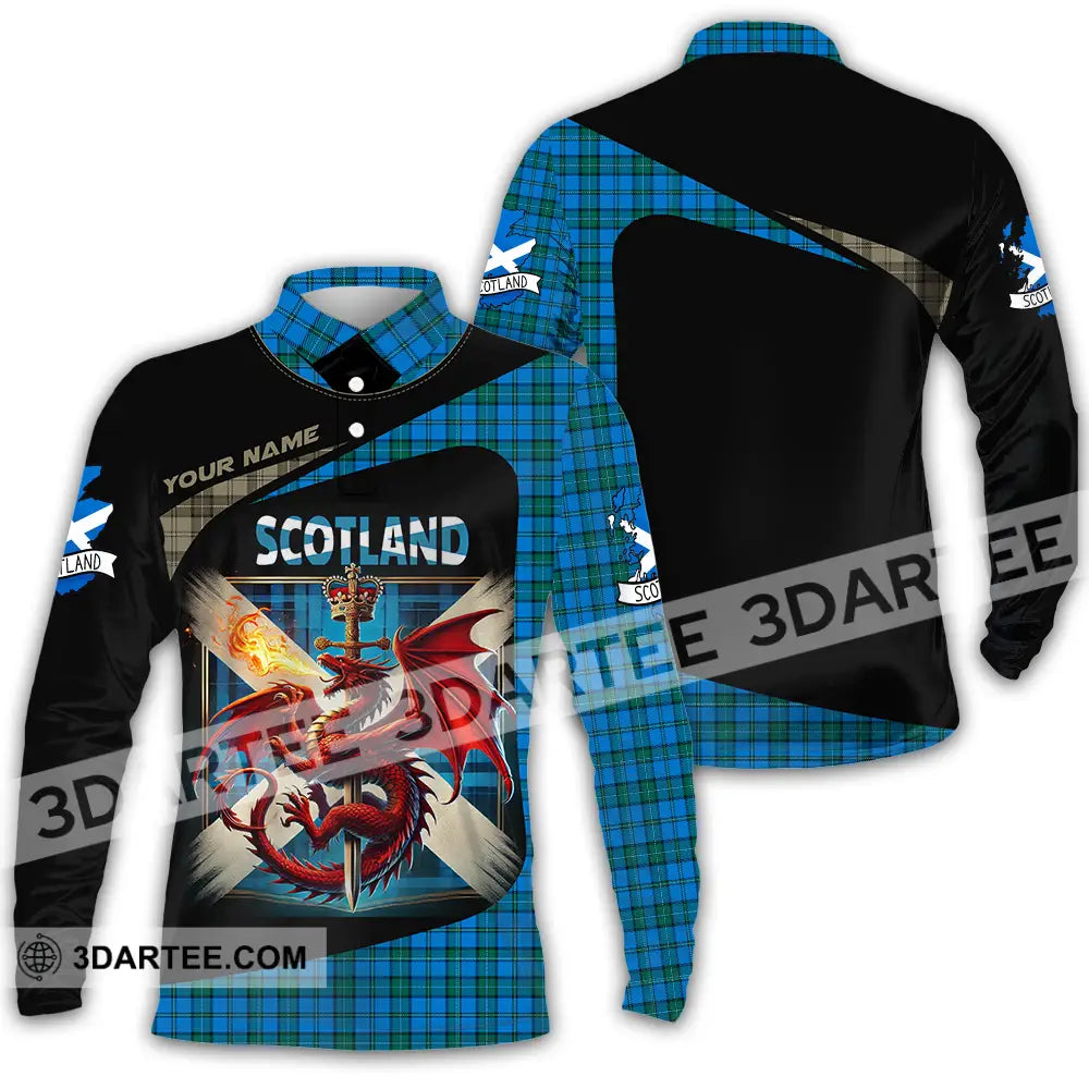 Unisex Shirt - Custom Text Shirt Scotland Shirt Long Sleeve Polo / S T-shirt