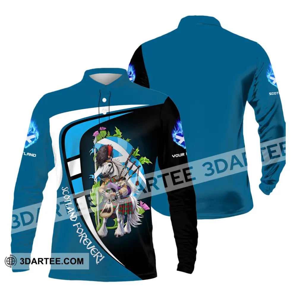 Unisex Shirt - Custom Text Shirt Scotland Shirt Long Sleeve Polo / S T-shirt