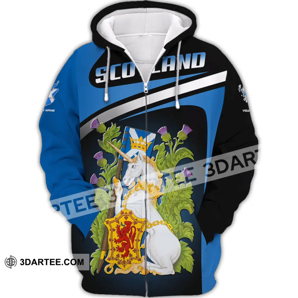 Unisex Shirt - Custom Text Shirt Scotland Shirt Zipper Hoodie / S T-shirt