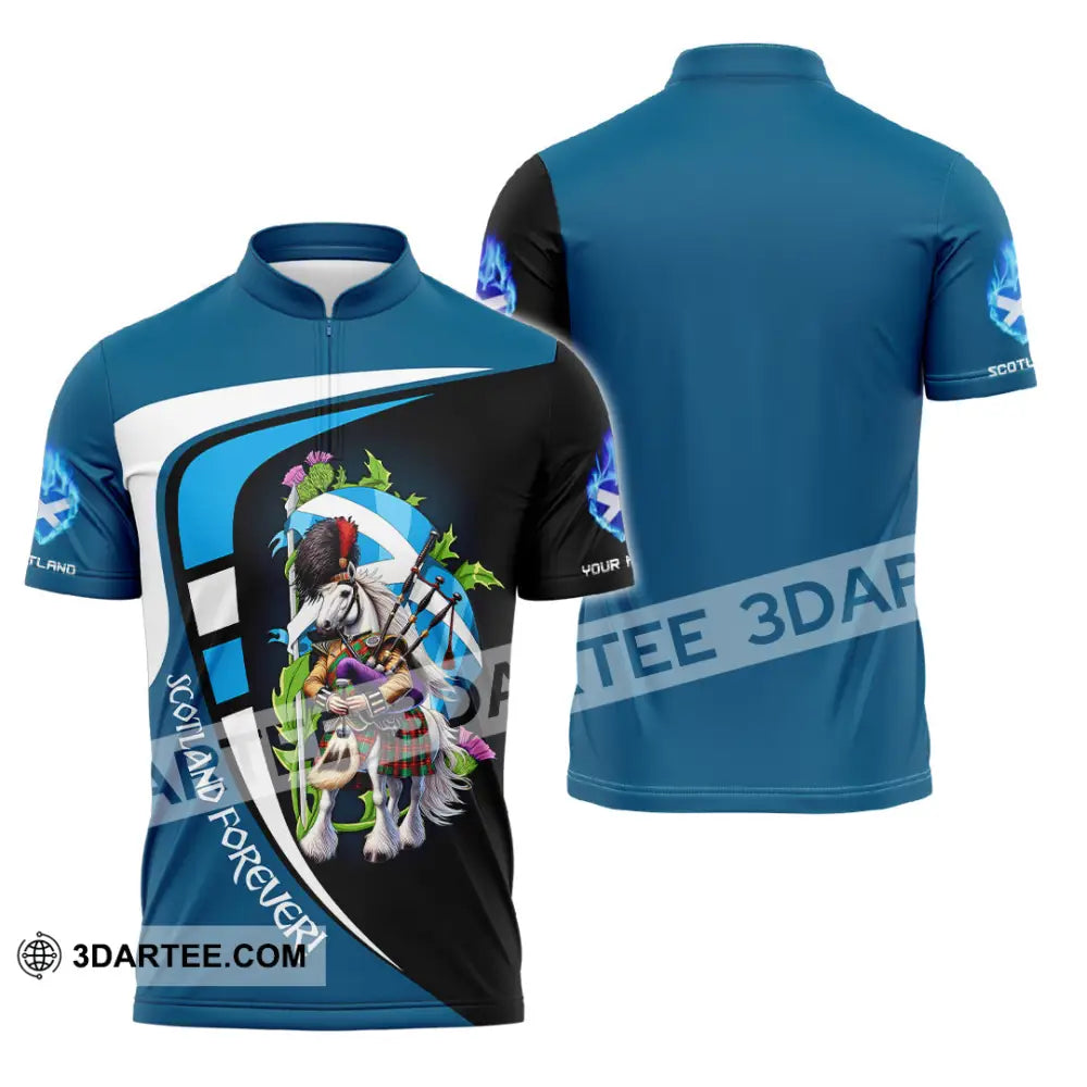 Unisex Shirt - Custom Text Shirt Scotland Shirt Zipper Polo Shirt / S T-shirt