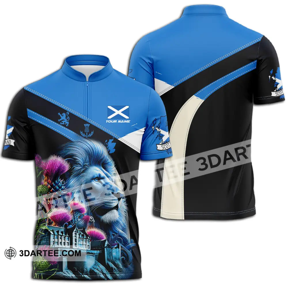 Unisex Shirt - Custom Text Shirt Scotland Shirt Zipper Polo Shirt / S T-shirt