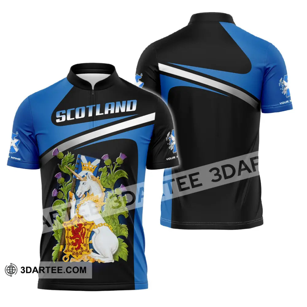 Unisex Shirt - Custom Text Shirt Scotland Shirt Zipper Polo Shirt / S T-shirt