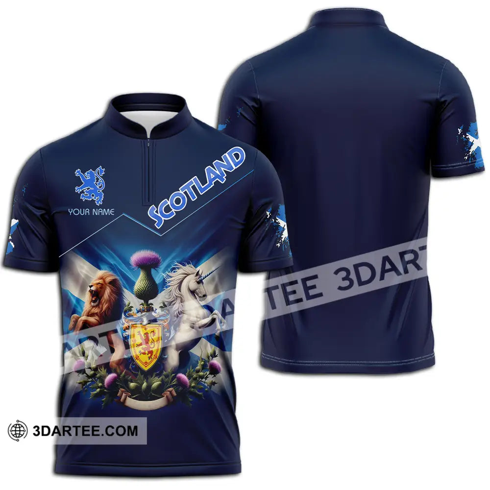 Unisex Shirt - Custom Text Shirt Scotland Shirt Zipper Polo Shirt / S T-shirt