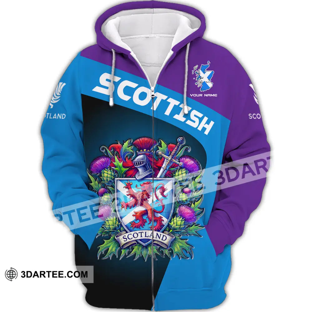 Unisex Shirt - Custom Text Shirt Scottish Shirt Zipper Hoodie / S T-shirt
