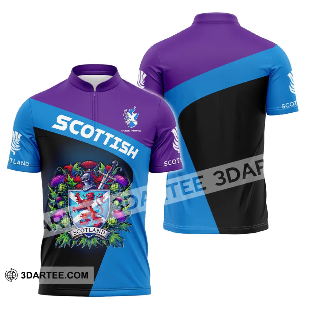 Unisex Shirt - Custom Text Shirt Scottish Shirt Zipper Polo Shirt / S T-shirt