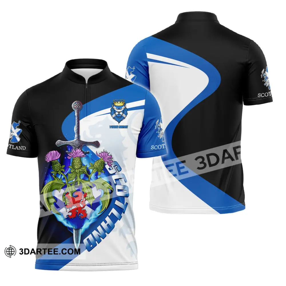 Unisex Shirt - Custom Text Shirt Scottish Shirt Zipper Polo Shirt / S T-shirt