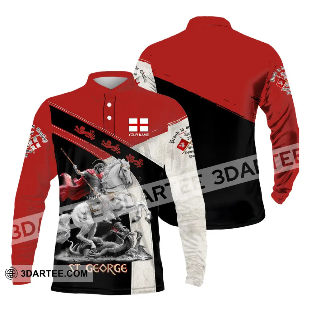 Unisex Shirt - Custom Text Shirt ST.George Templar Knight England Shirt Long Sleeve Polo / S T-shirt
