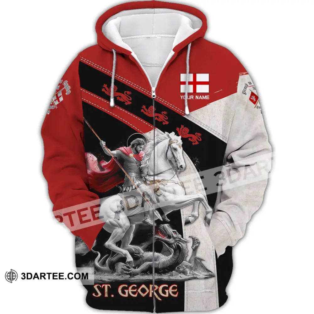 Unisex Shirt - Custom Text Shirt ST.George Templar Knight England Shirt Zipper Hoodie / S T-shirt