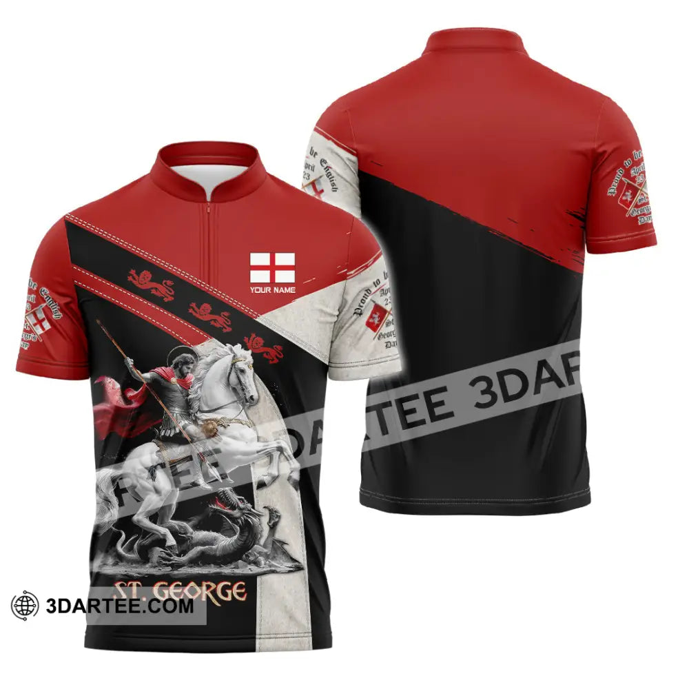 Unisex Shirt - Custom Text Shirt ST.George Templar Knight England Shirt Zipper Polo Shirt / S T-shirt