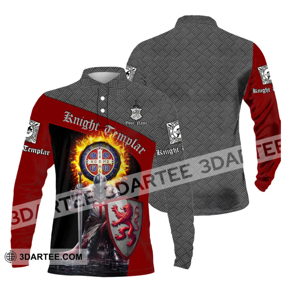 Unisex Shirt - Custom Text Shirt Templar Knight England Shirt Long Sleeve Polo / S T-shirt