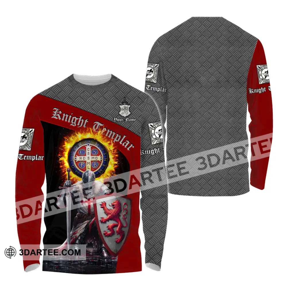 Unisex Shirt - Custom Text Shirt Templar Knight England Shirt Long Sleeve Shirt / S T-shirt