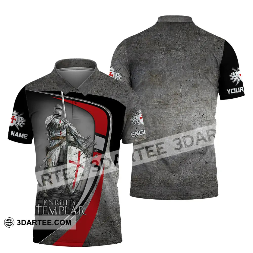 Unisex Shirt - Custom Text Shirt Templar Knight England Shirt Polo Shirt / S T-shirt