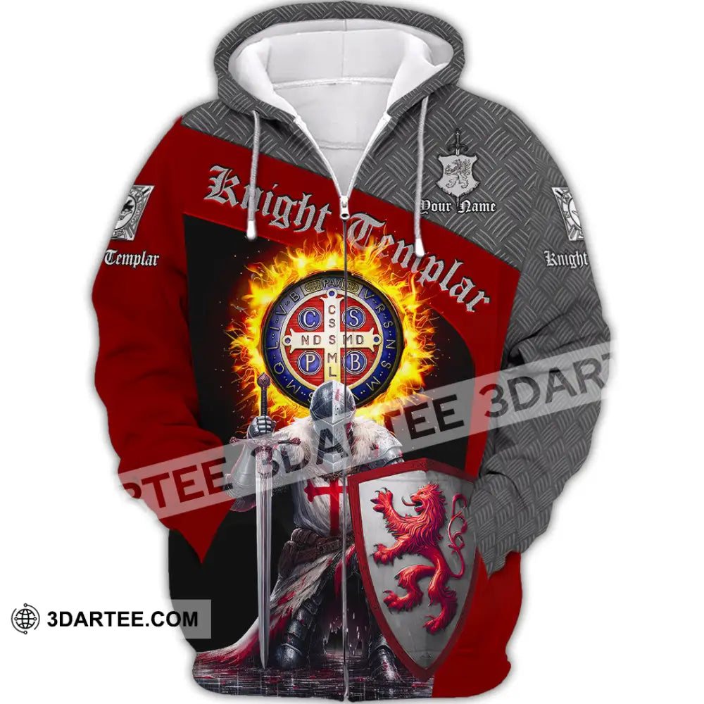 Unisex Shirt - Custom Text Shirt Templar Knight England Shirt Zipper Hoodie / S T-shirt