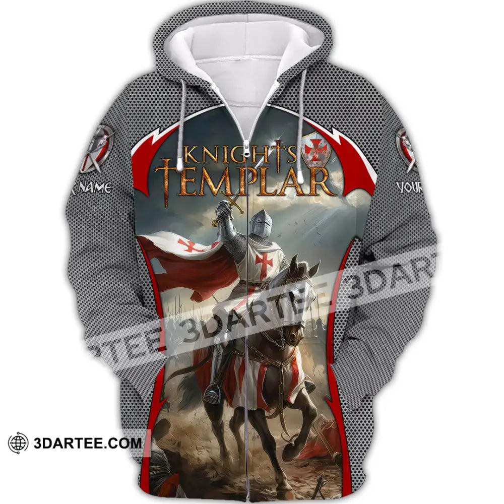 Unisex Shirt - Custom Text Shirt Templar Knight England Shirt Zipper Hoodie / S T-shirt