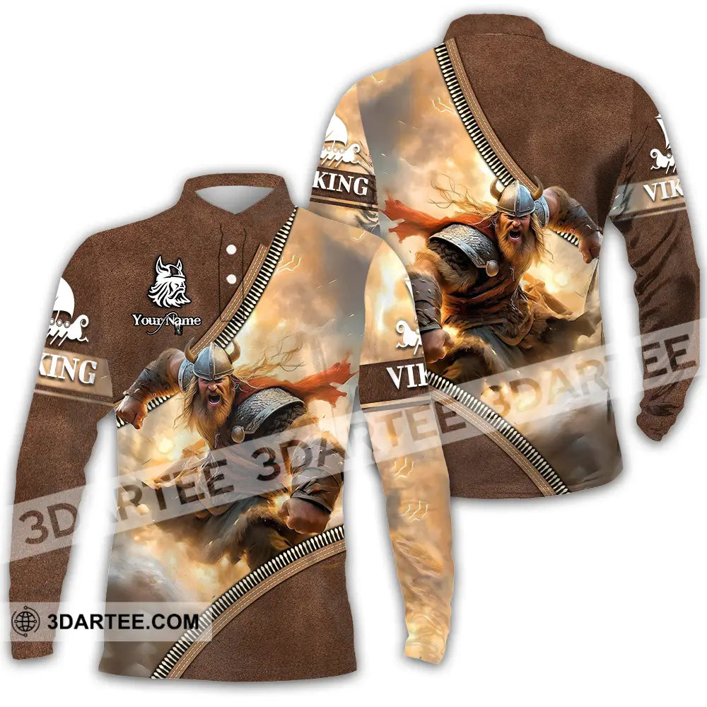 Unisex Shirt - Custom Text Viking Long Sleeve Polo / S T-Shirt