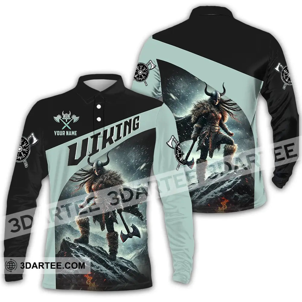 Unisex Shirt - Custom Text Viking Long Sleeve Polo / S T-Shirt