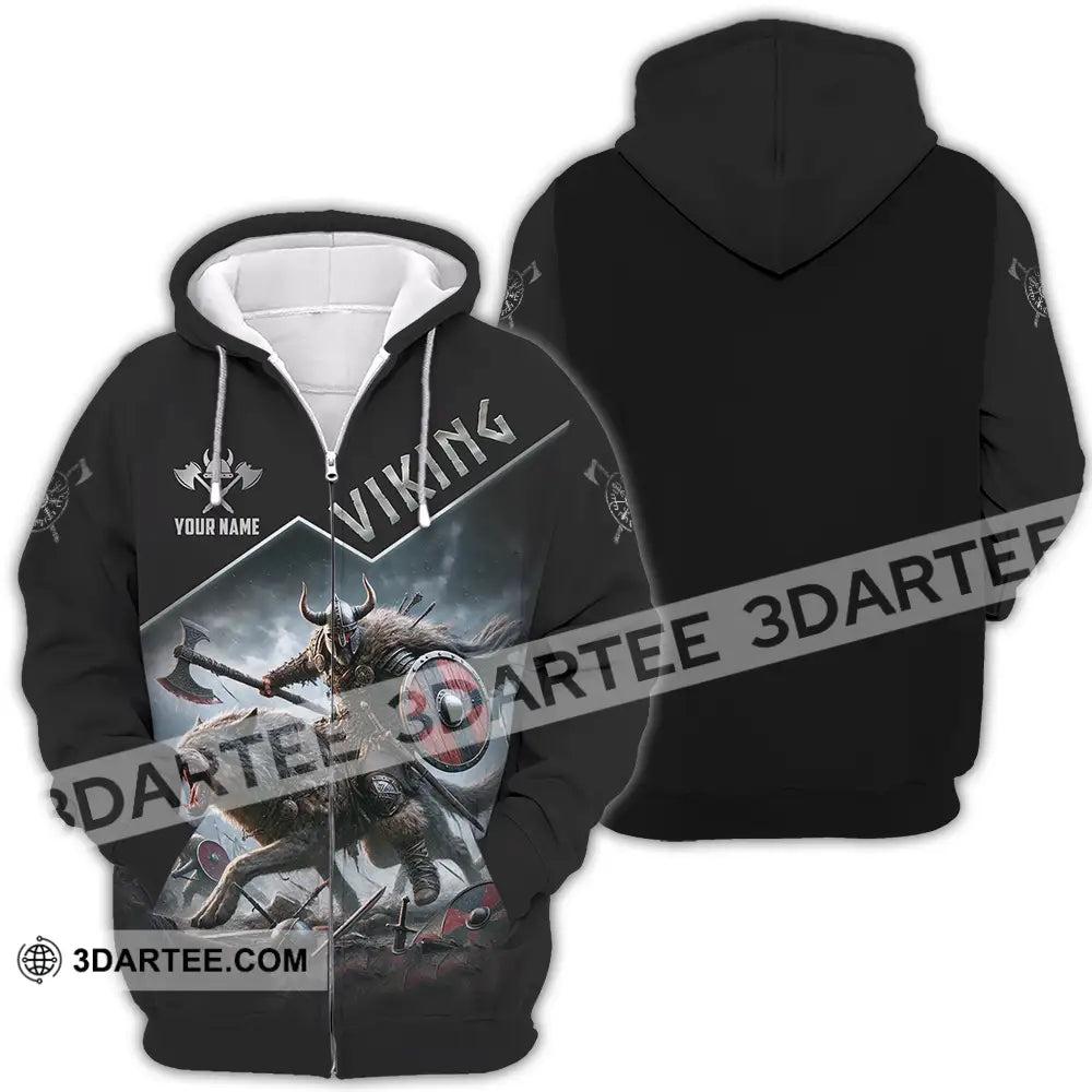 Unisex Shirt - Custom Text Viking Zipper Hoodie / S T-Shirt