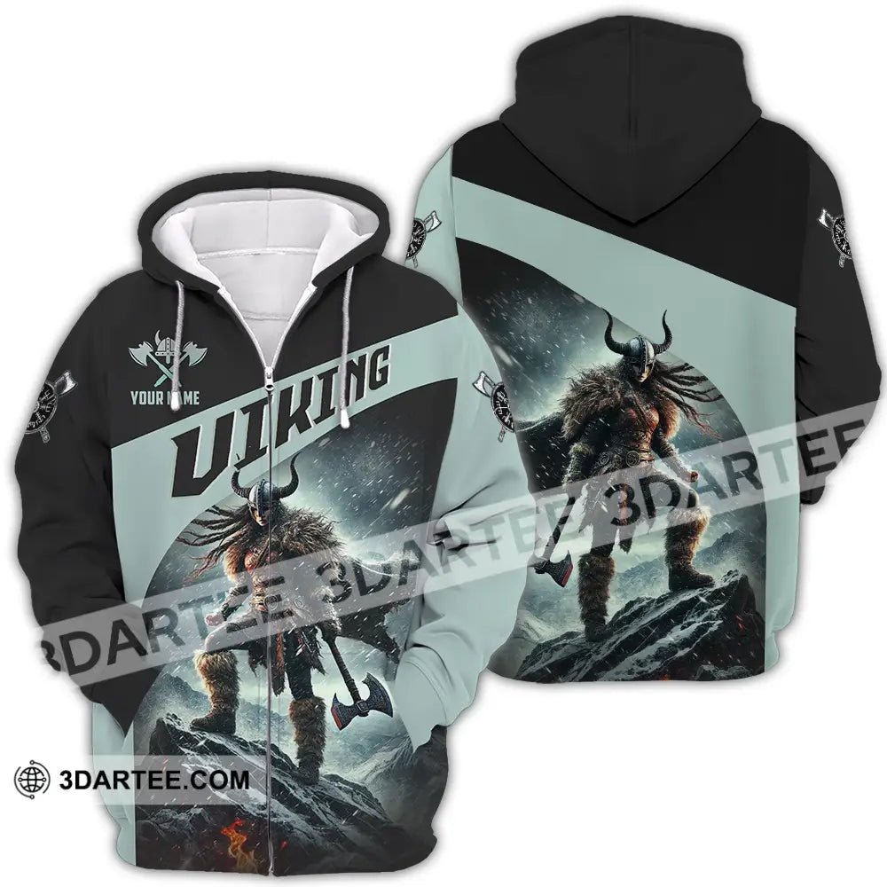 Unisex Shirt - Custom Text Viking Zipper Hoodie / S T-Shirt