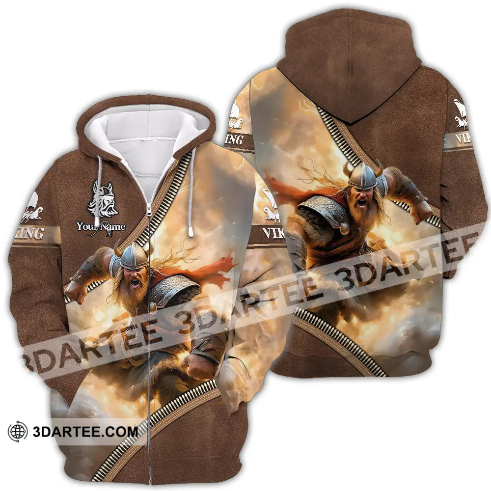 Unisex Shirt - Custom Text Viking Zipper Hoodie / S T-Shirt