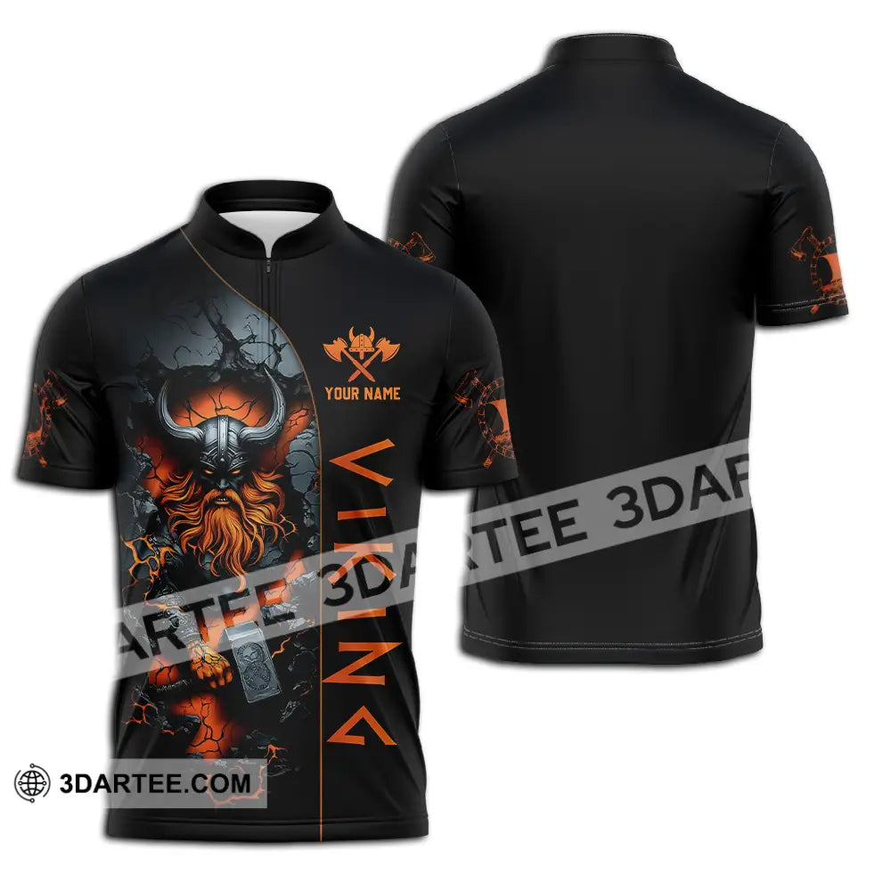 Unisex Shirt - Custom Text Viking Zipper Polo / S T-Shirt