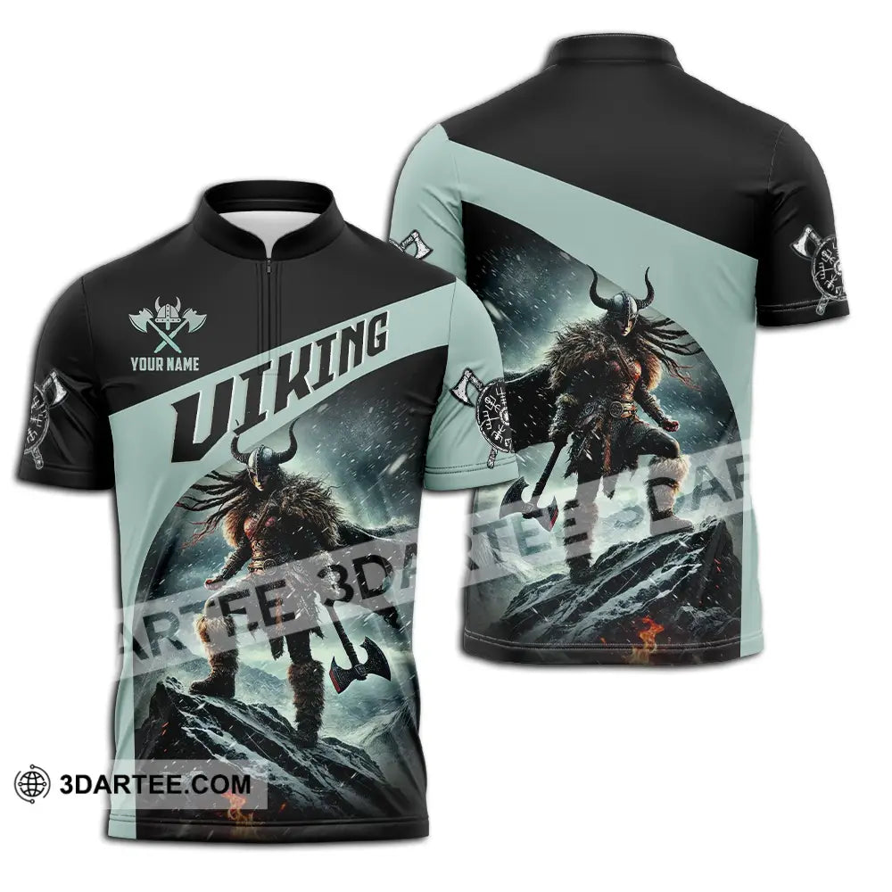 Unisex Shirt - Custom Text Viking Zipper Polo / S T-Shirt