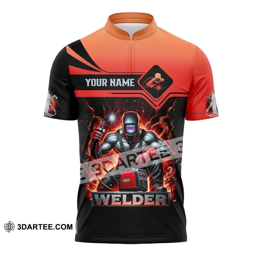Unisex Shirt - Custom Text Welder Zipper Polo / S T-Shirt