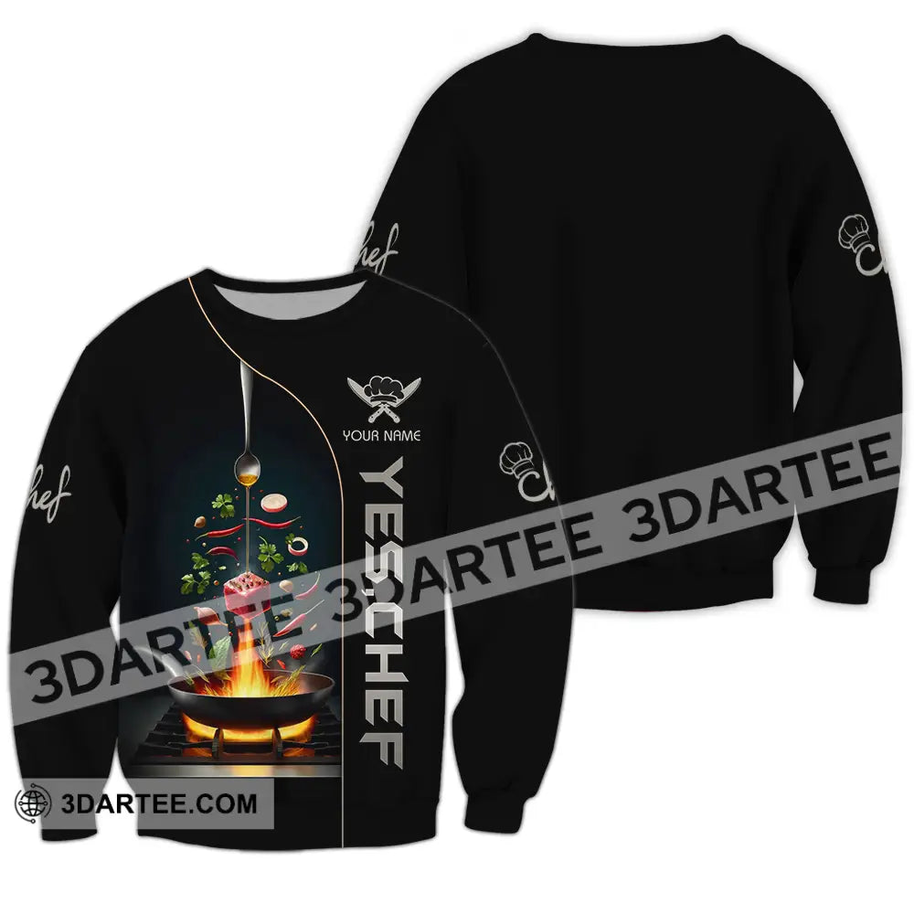Unisex Shirt - Custom Text Shirt Yes Chef Shirt Long Sleeve / S T-shirt