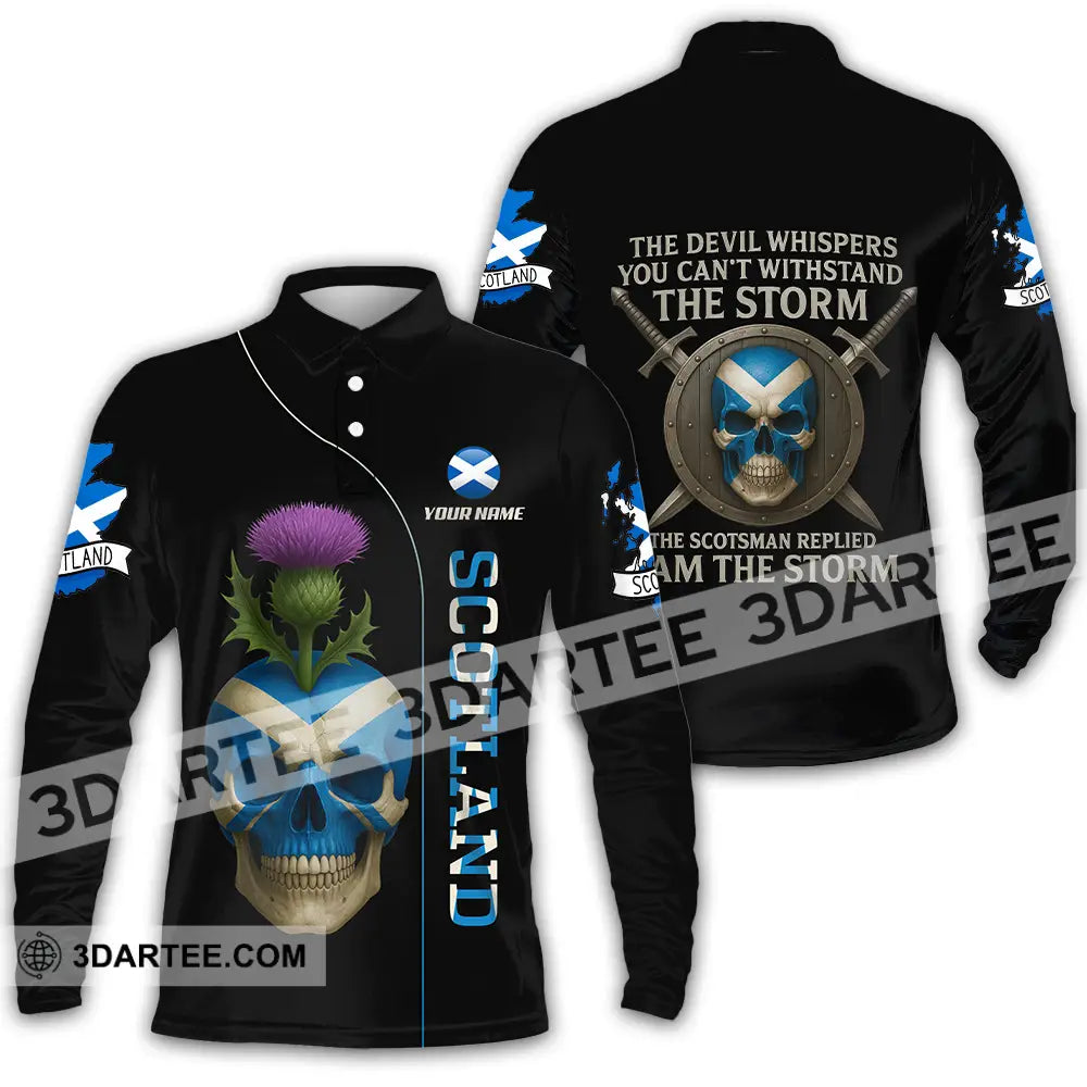 Unisex Shirt - Custom The Devil Whispers You Cannot Withstand The Storm Scotland Shirt Long Sleeve Polo / S T-shirt